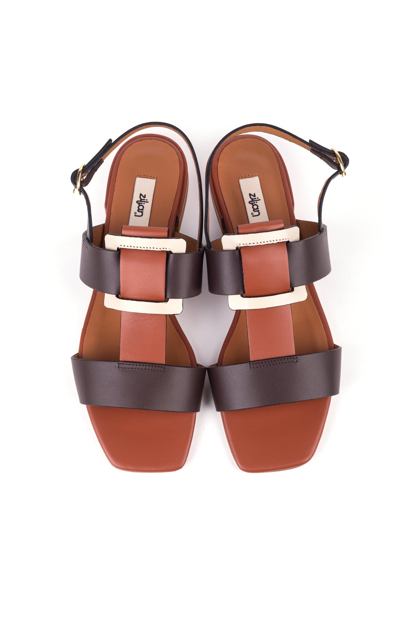 Sandálias rasas em pele