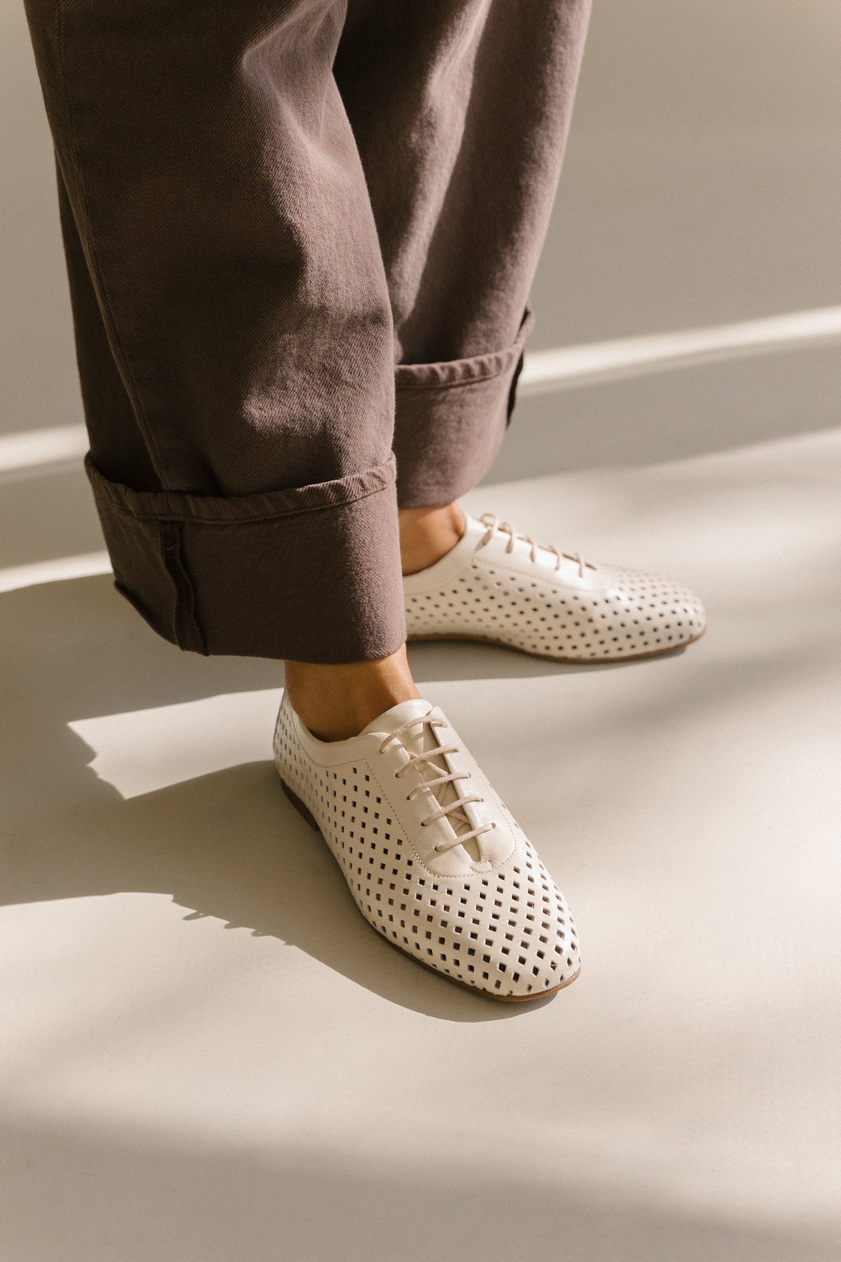 Sapatos rasos em pele