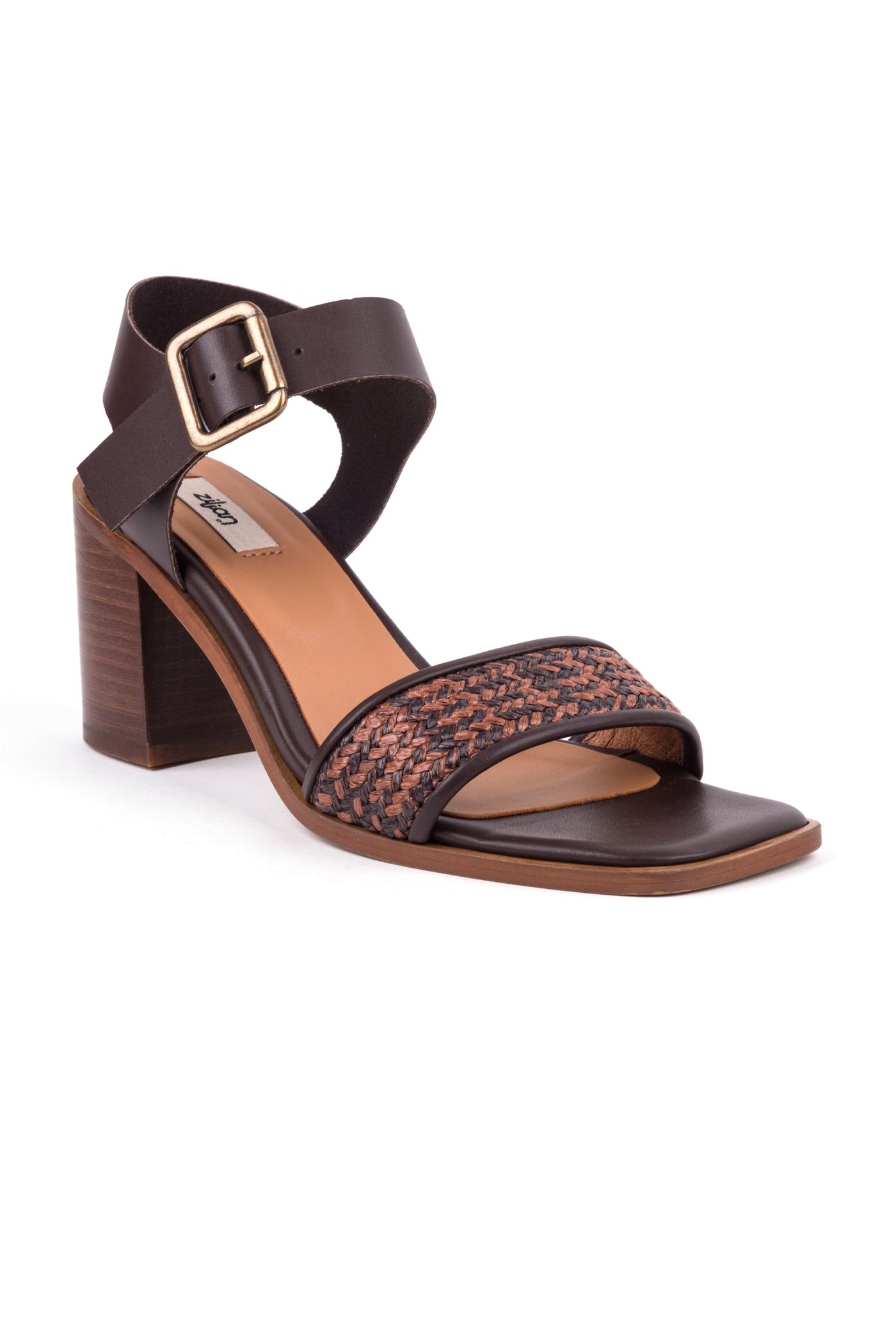 Sandália de salto alto em pele