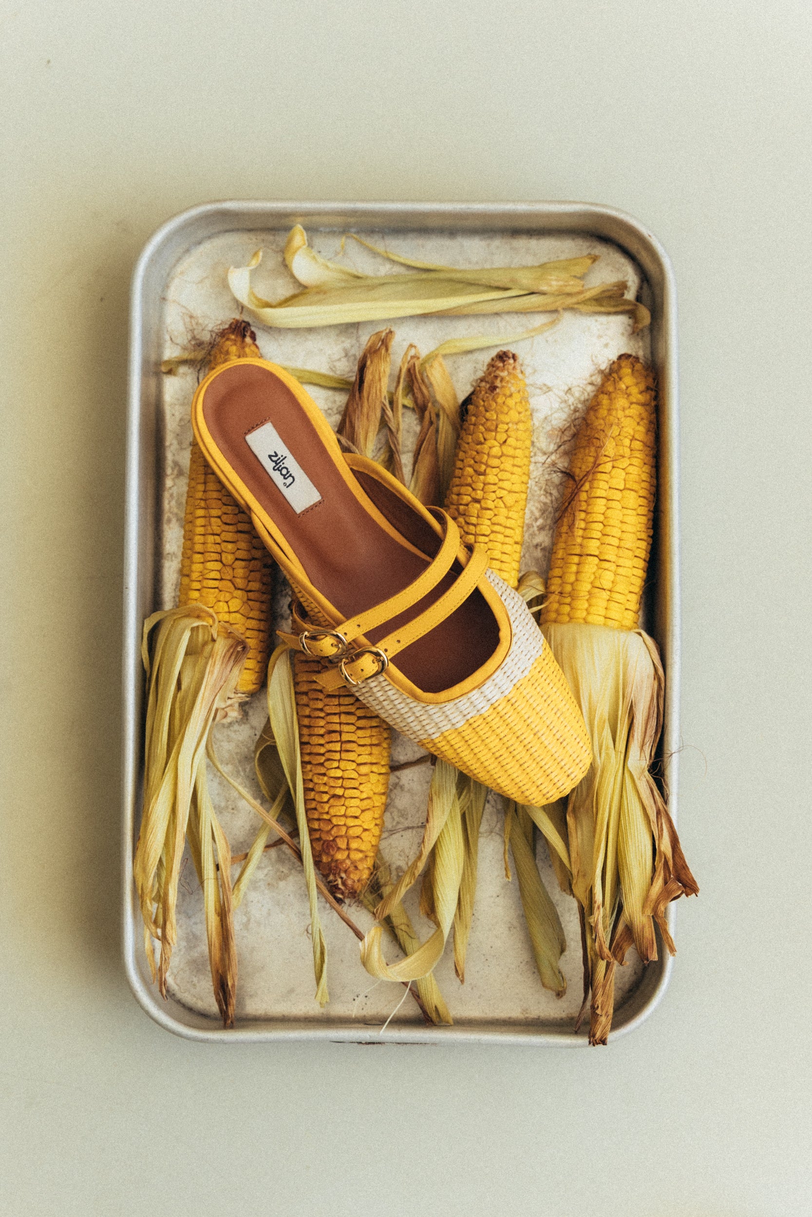 Sapatos rasos em ráfia