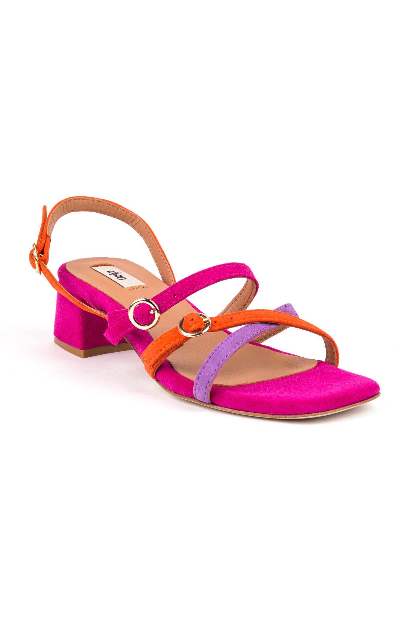 Sandálias de salto médio em camurça