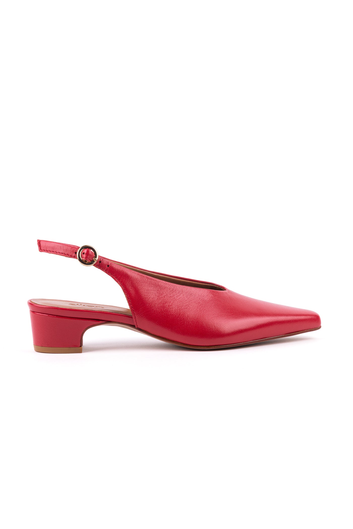 Slingbacks com decote em V em pele