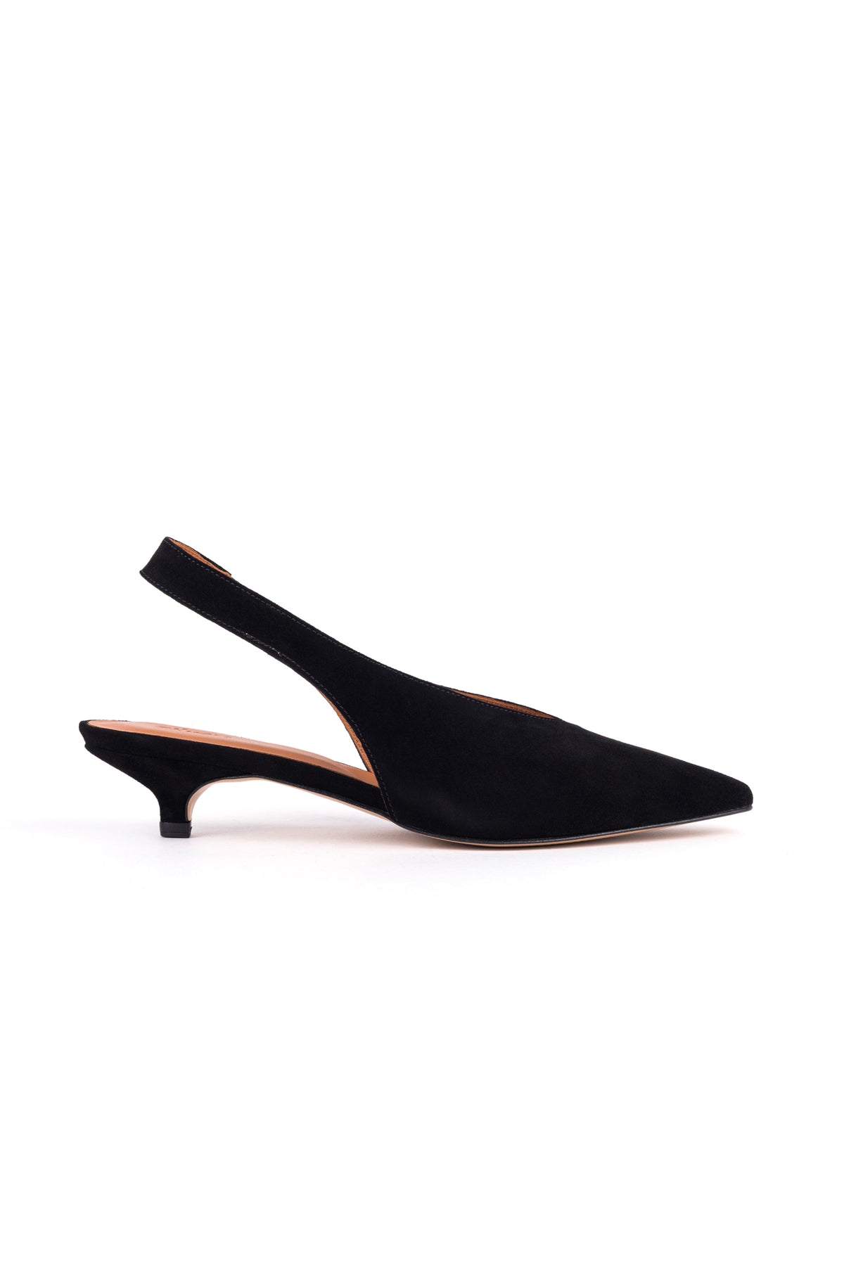 Slingbacks de salto baixo em camurça