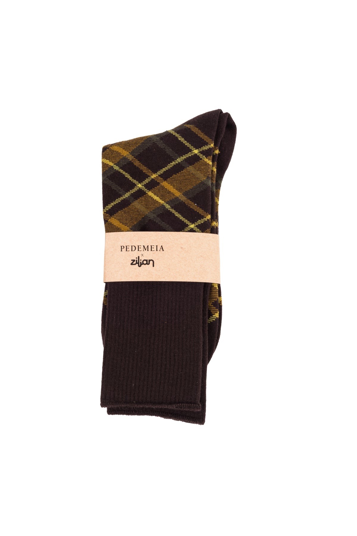Meias com padrão tartan em algodão orgânico