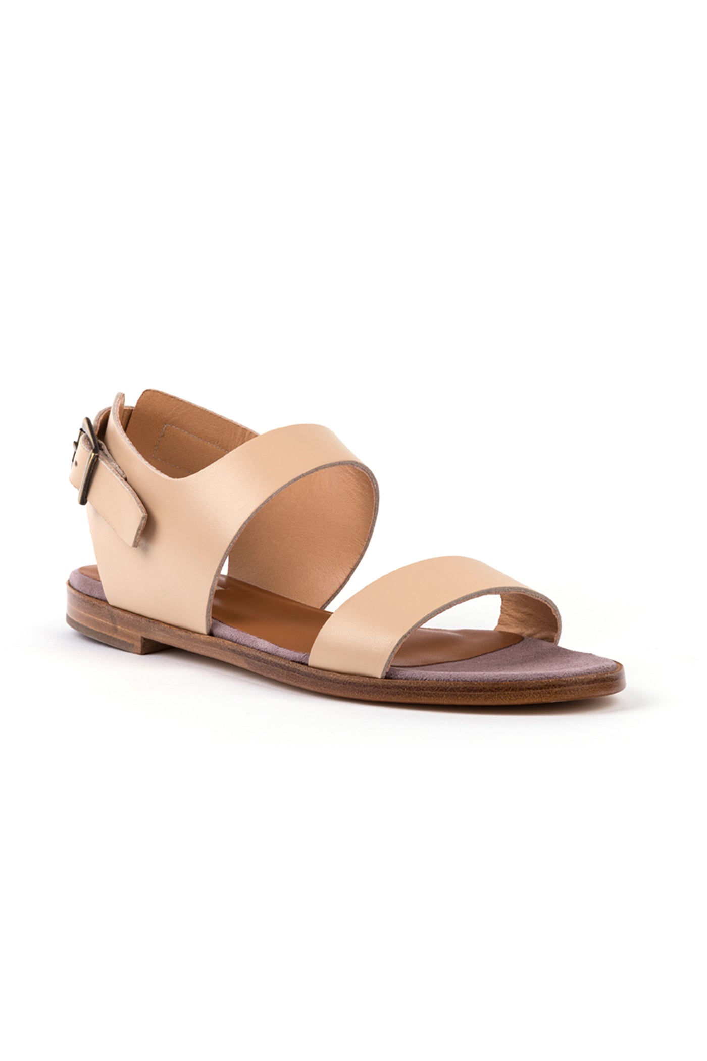 Flat sandals in nude leather