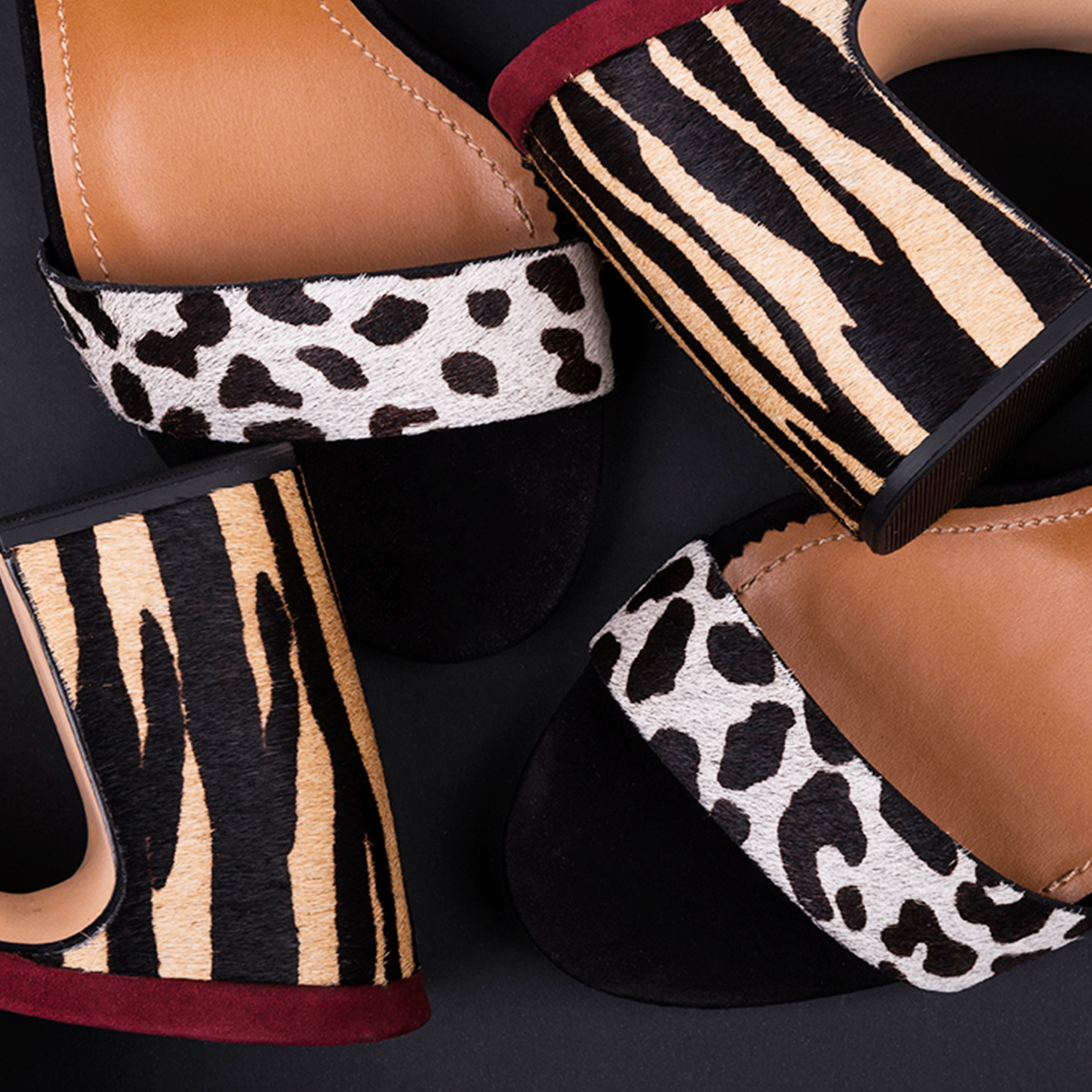 High-heeled black nobuck sandals