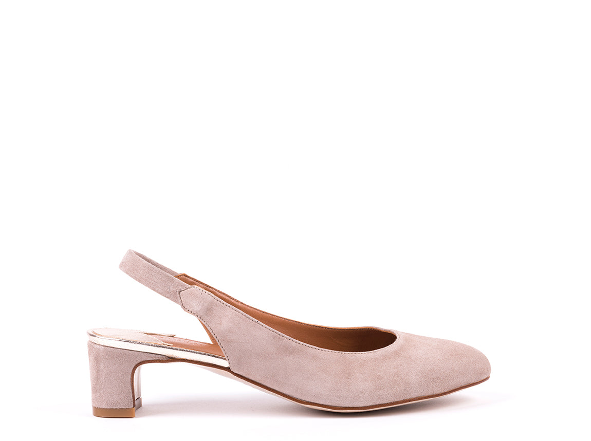 Slingbacks de salto médio em camurça toupeira