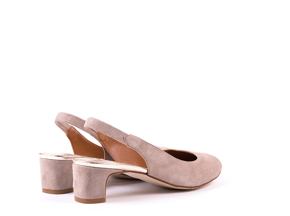 Slingbacks de salto médio em camurça toupeira