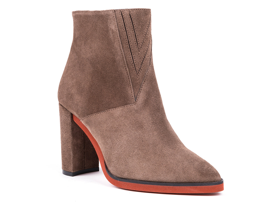 Botins de salto alto em croute cinzento