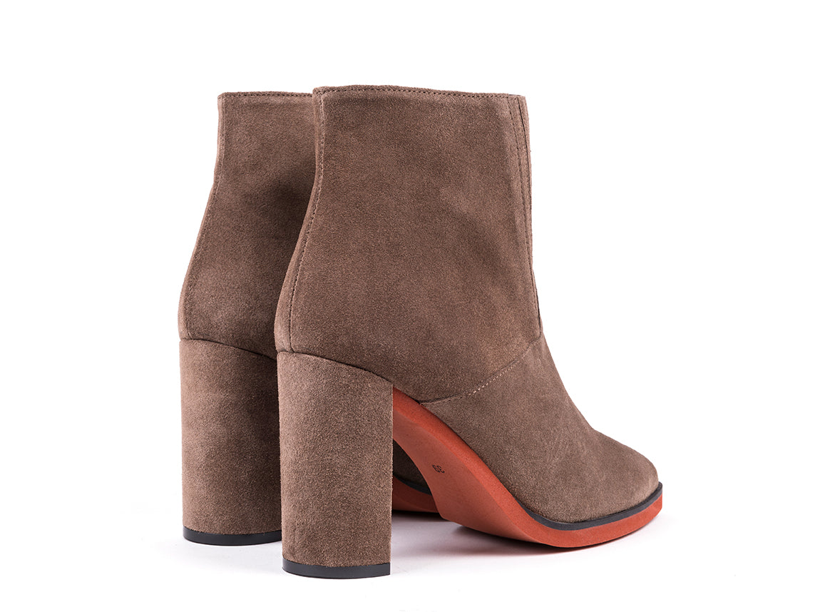 Botins de salto alto em croute cinzento
