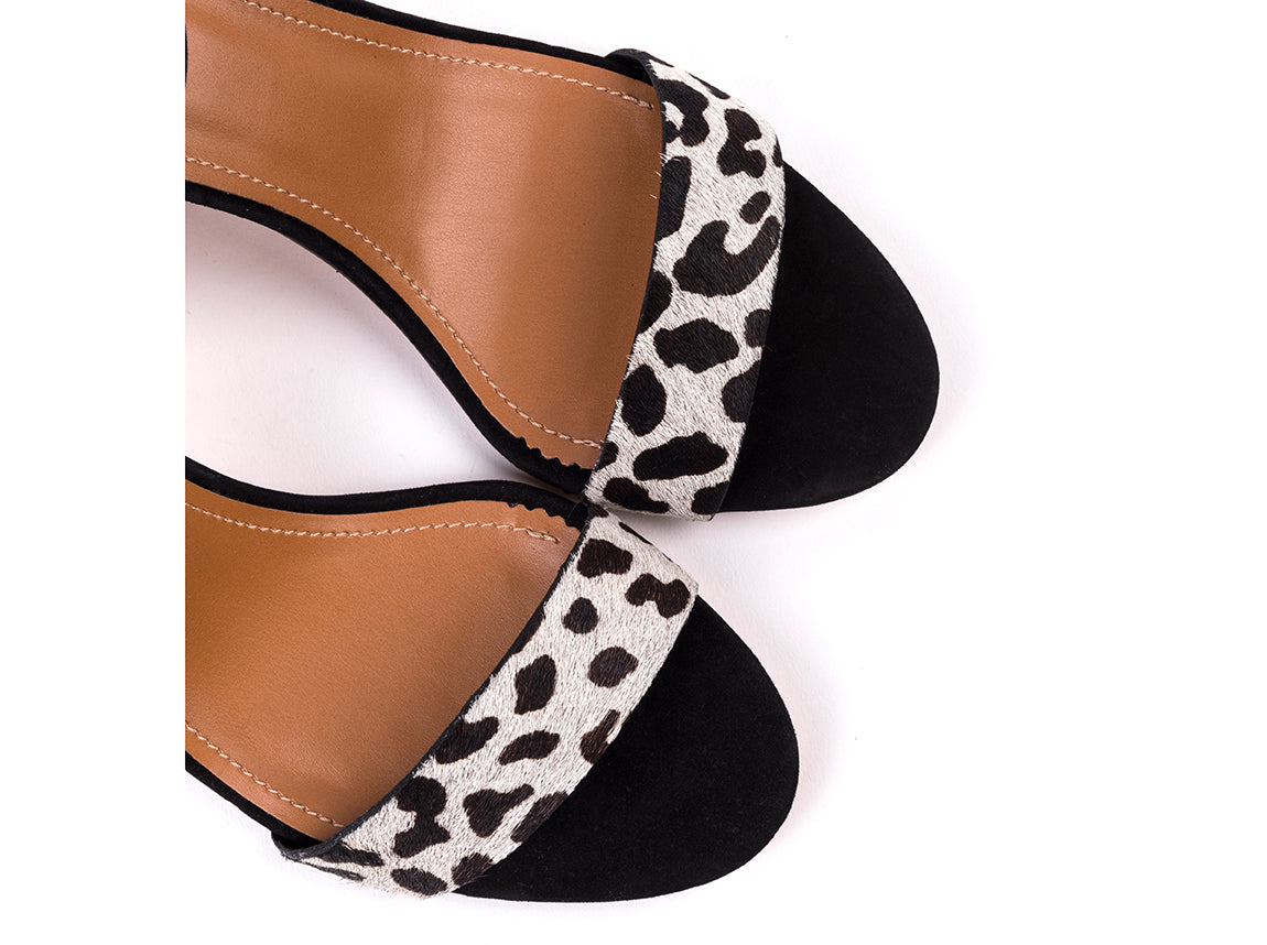 High-heeled black nobuck sandals