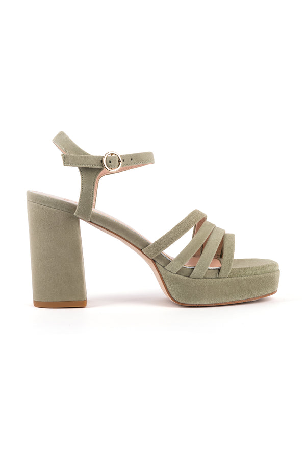 9 cm high heel bridal sandals with suede straps