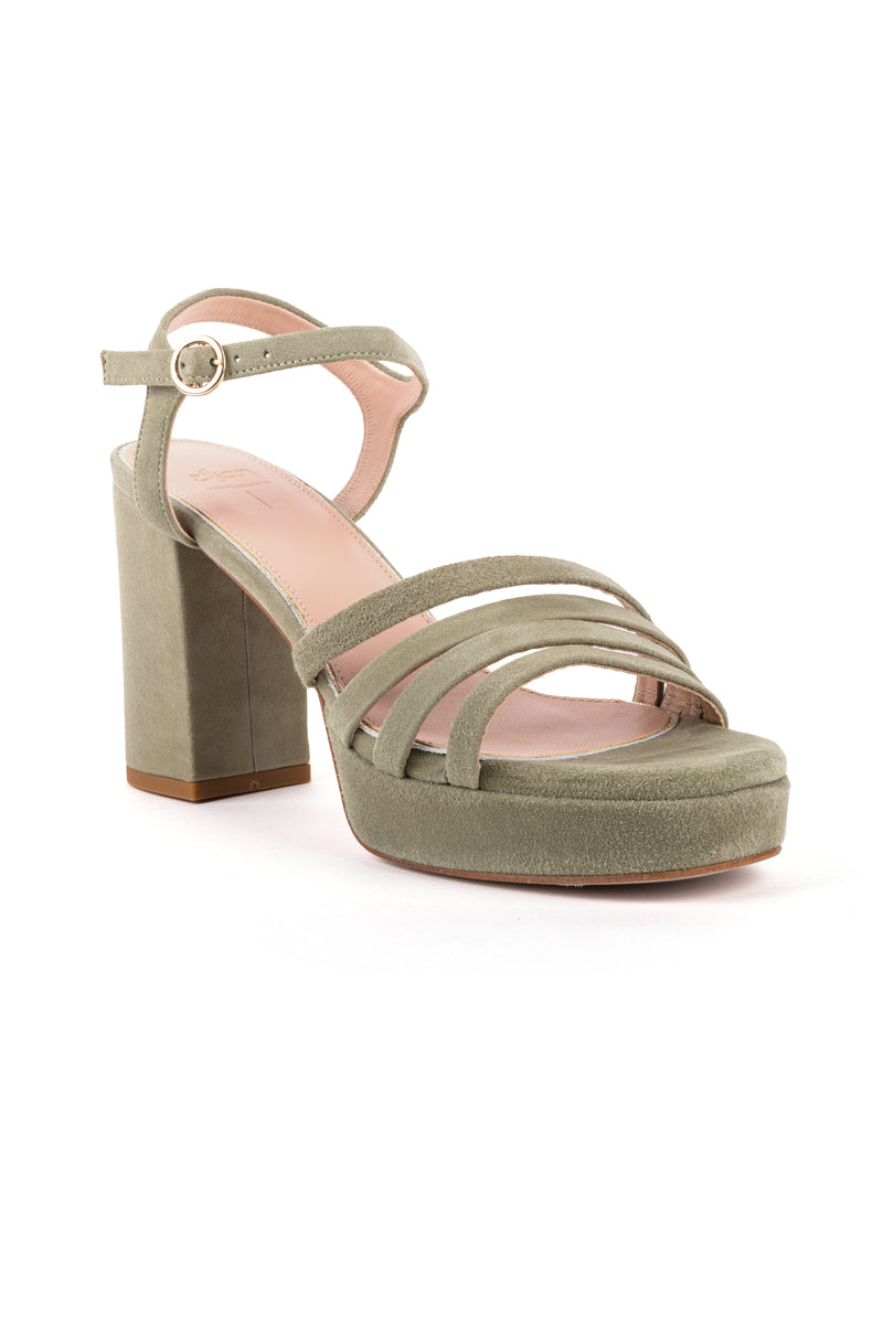 9 cm high heel bridal sandals with suede straps