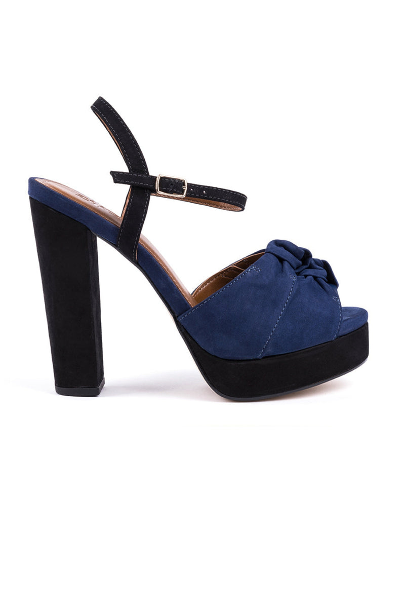 ​High-heeled sandals in navy blue suede