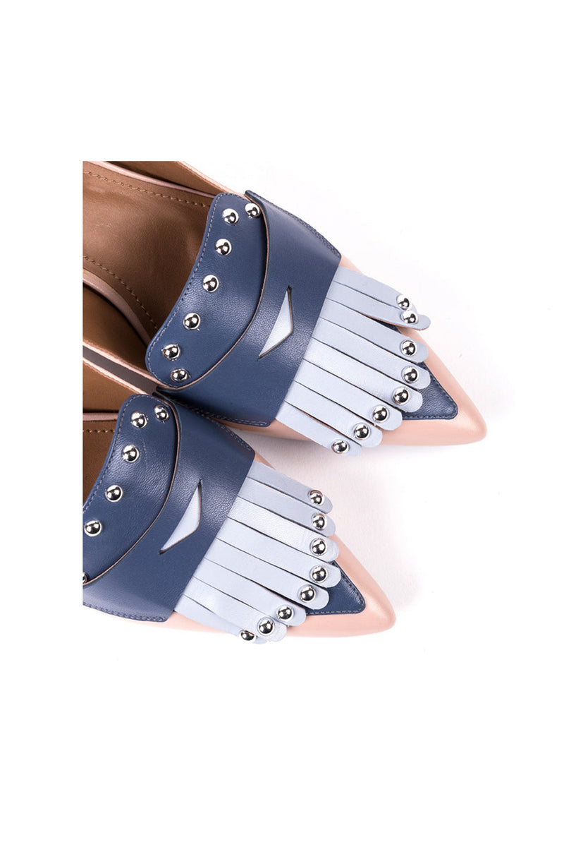 Slingbacks de salto médio em pele blush