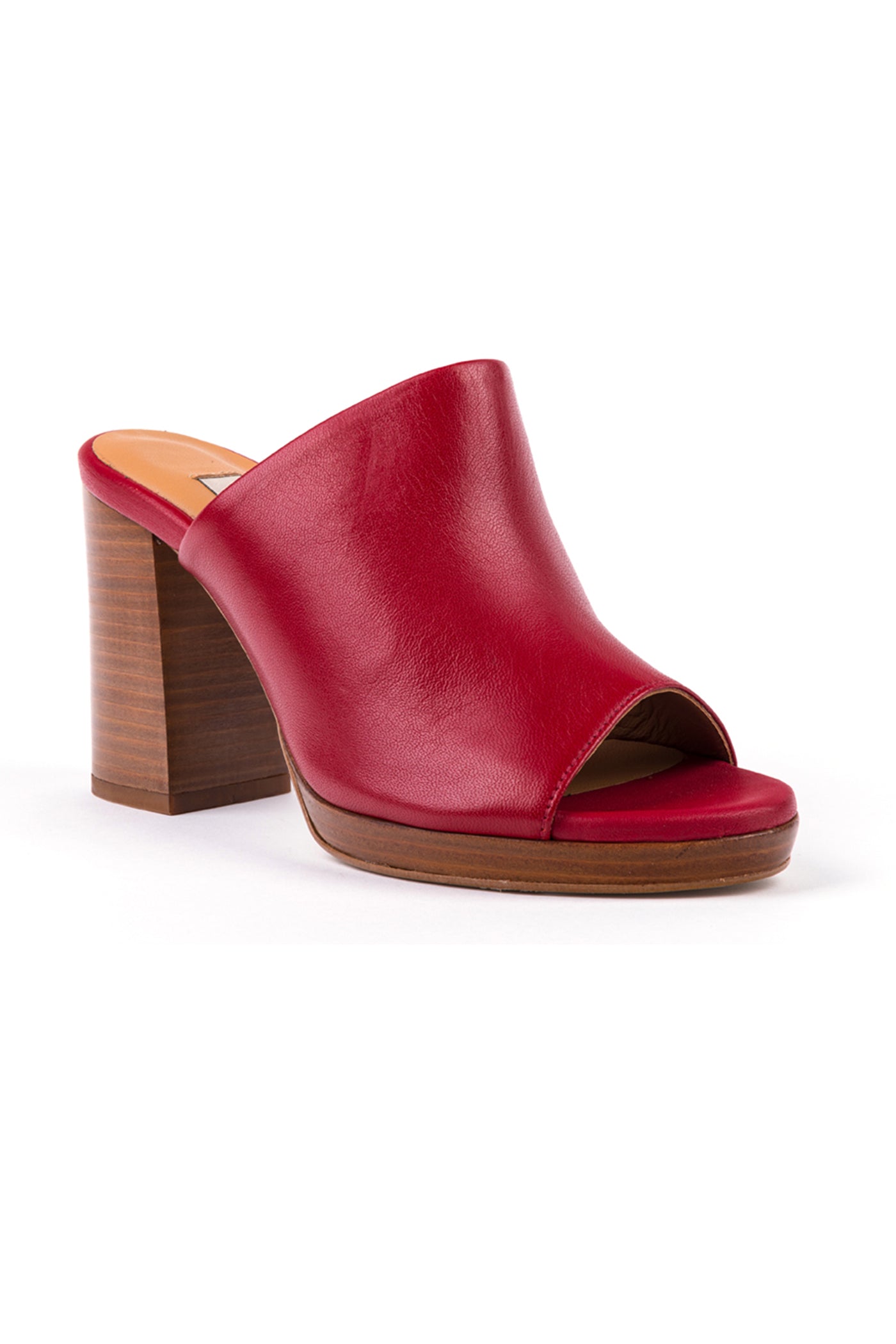 Mules com salto efeito madeira em