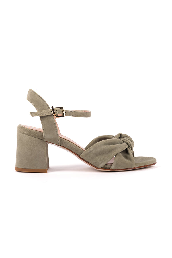 Medium-heeled 6cm suede bridal sandals