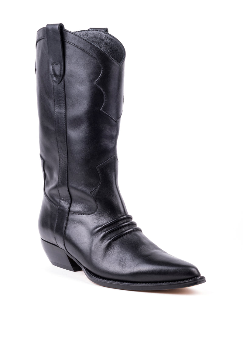 Black leather Texan boots