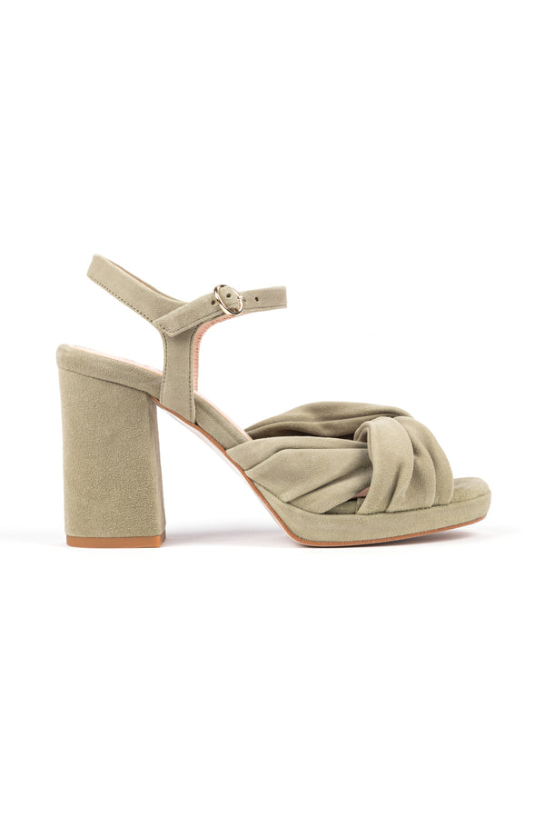 9 cm high-heeled bridal sandals with suede knot detail