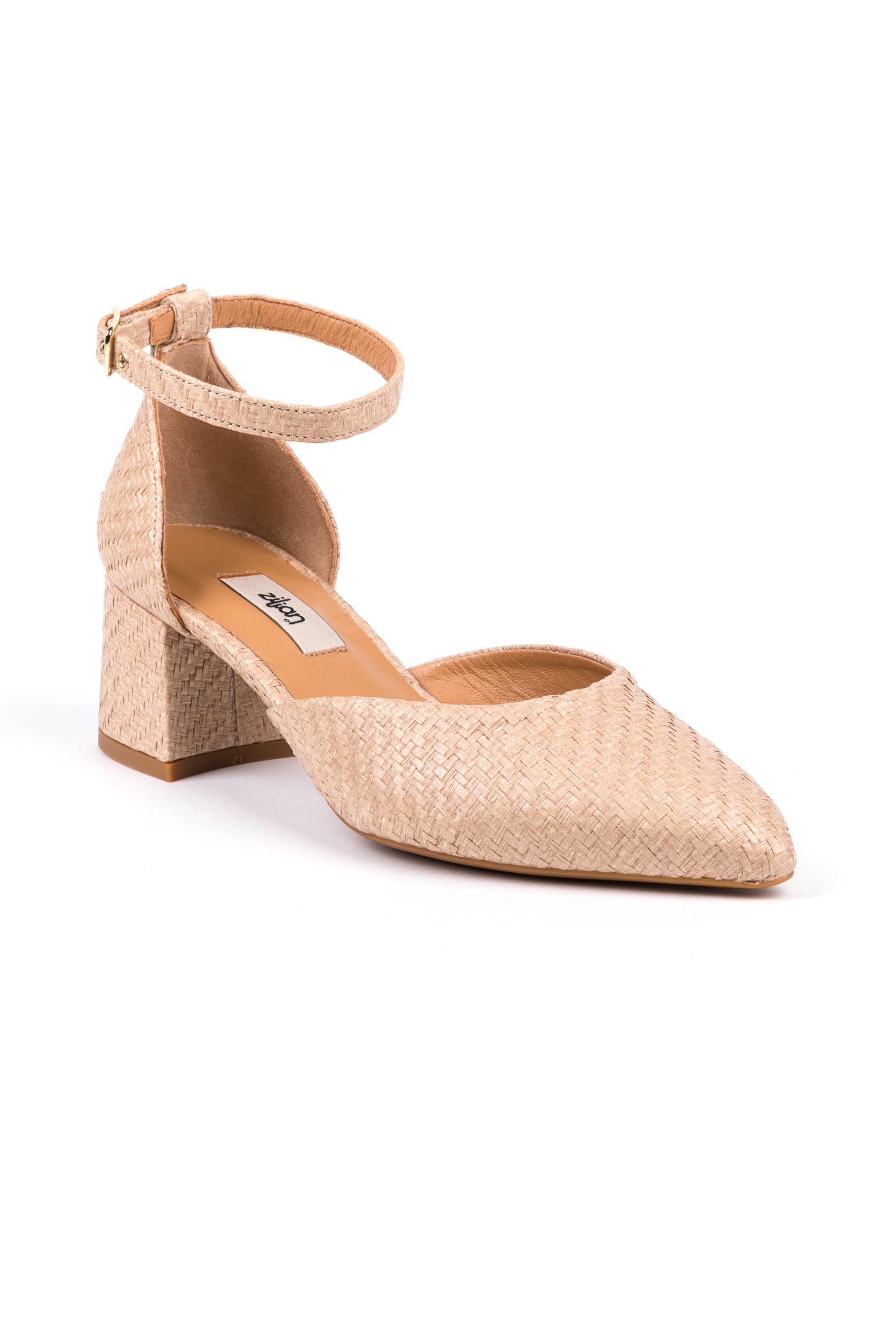 Medium-heeled fabric shoes