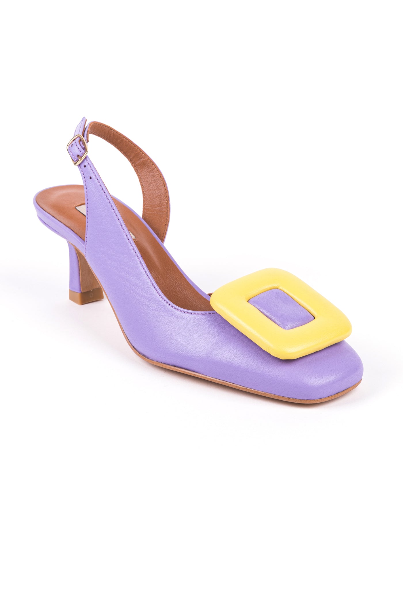 Slingbacks de senhora em pele de salto médio