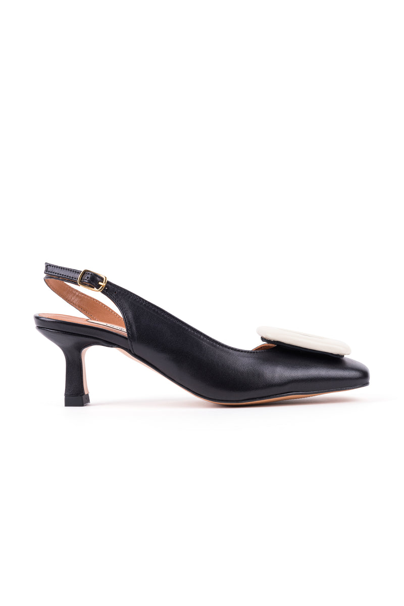 Slingbacks de senhora em pele de salto médio