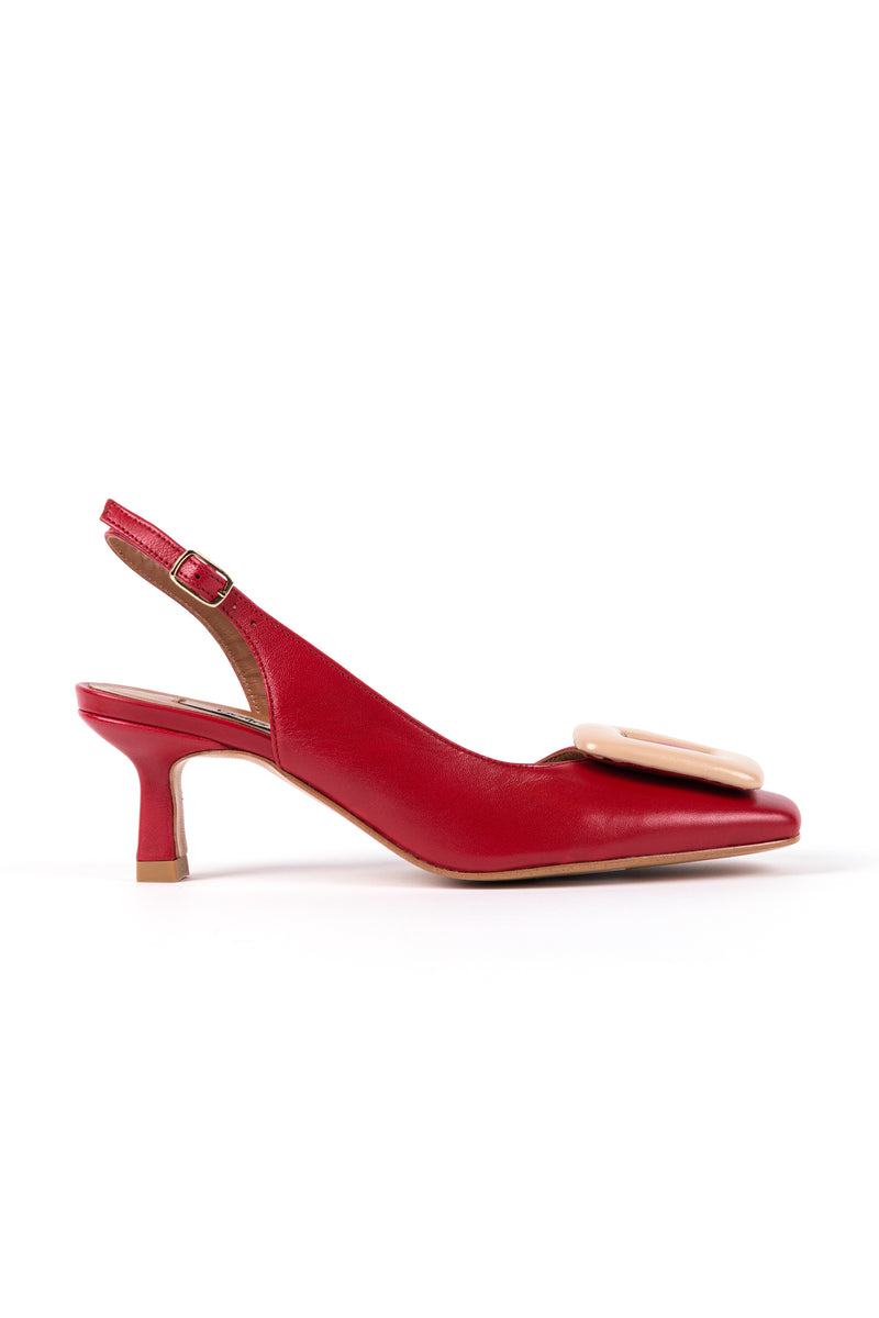 Slingbacks de senhora em pele de salto médio