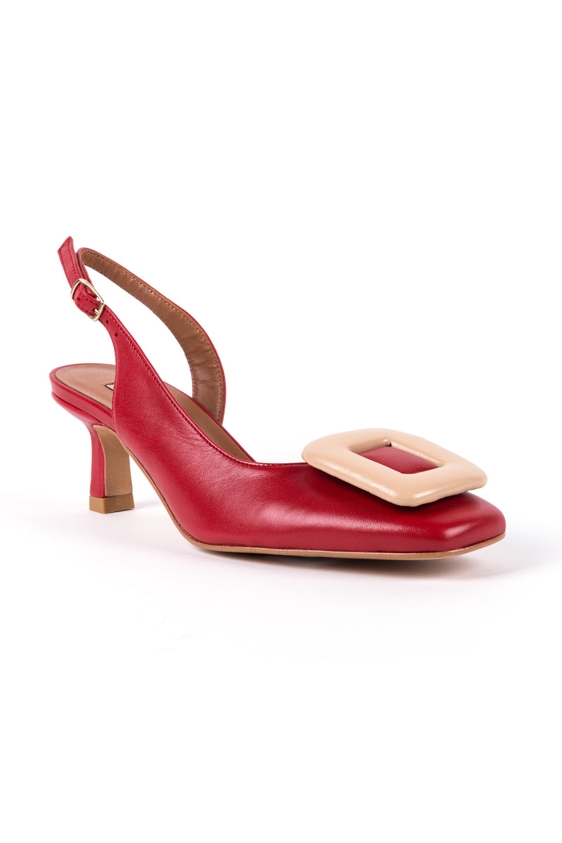 Slingbacks de senhora em pele de salto médio