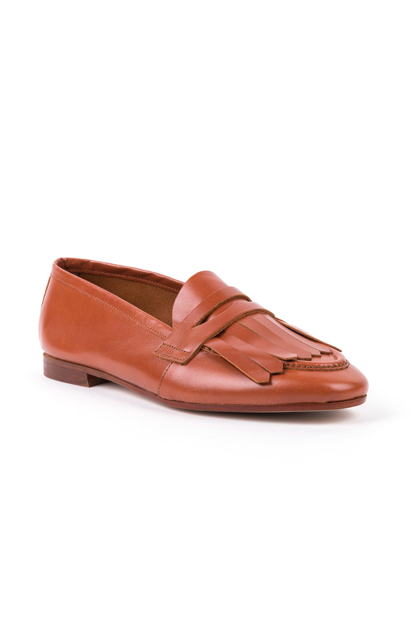 Loafers em pele com franjas