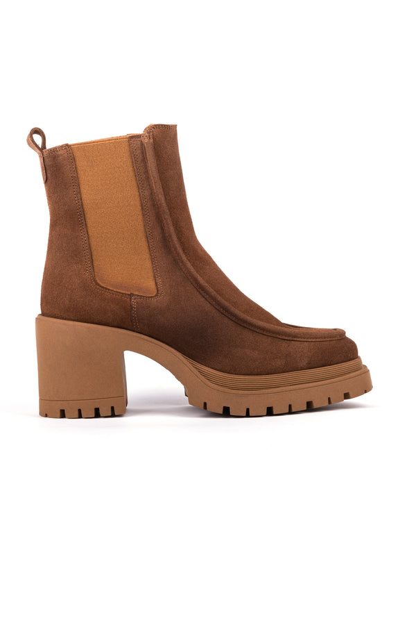 Botas chelsea de salto alto em croute	