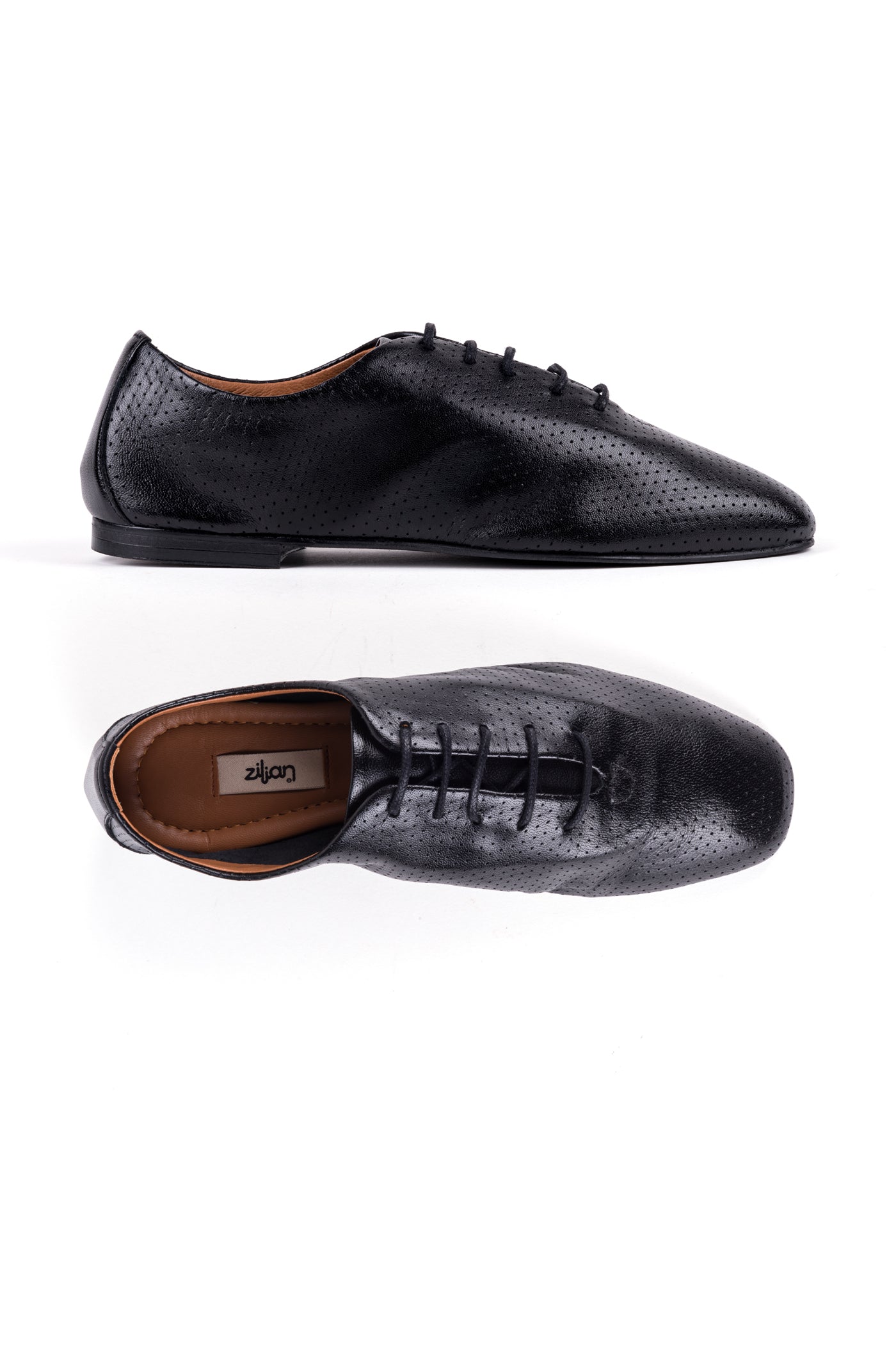 Microfur leather flat shoes