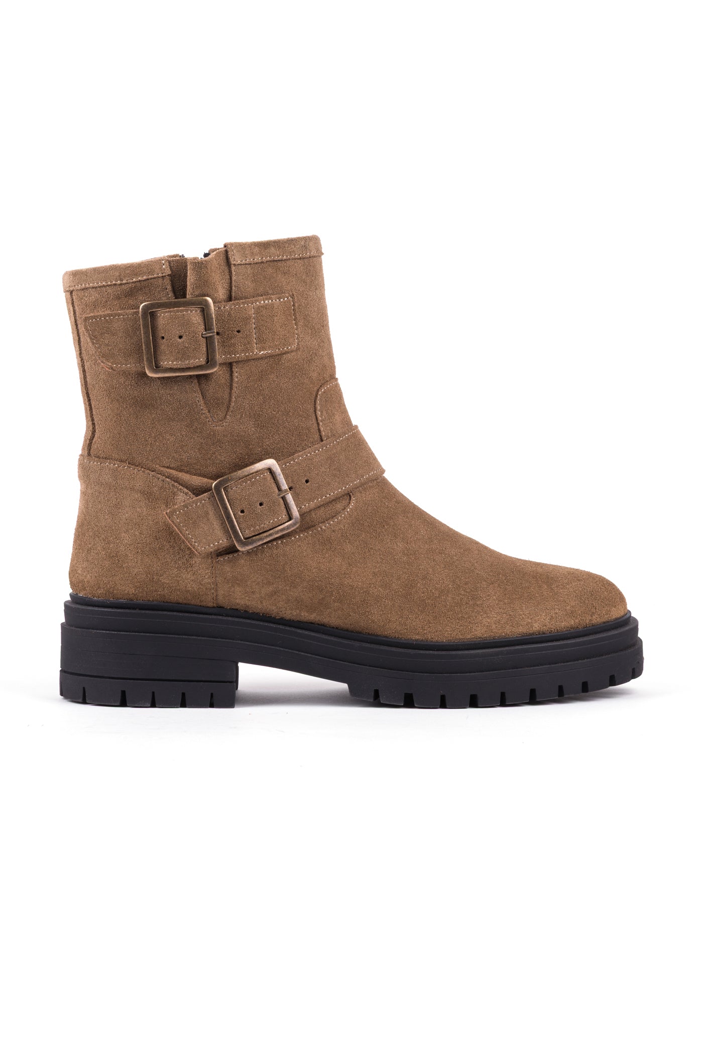 Botas biker com fivelas em croute