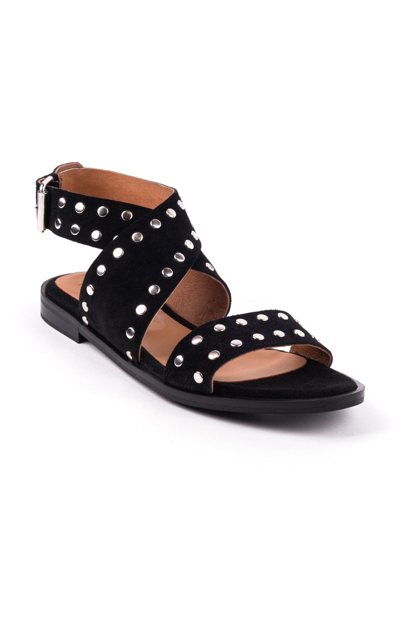 Sandálias rasas com sola em couro em croute