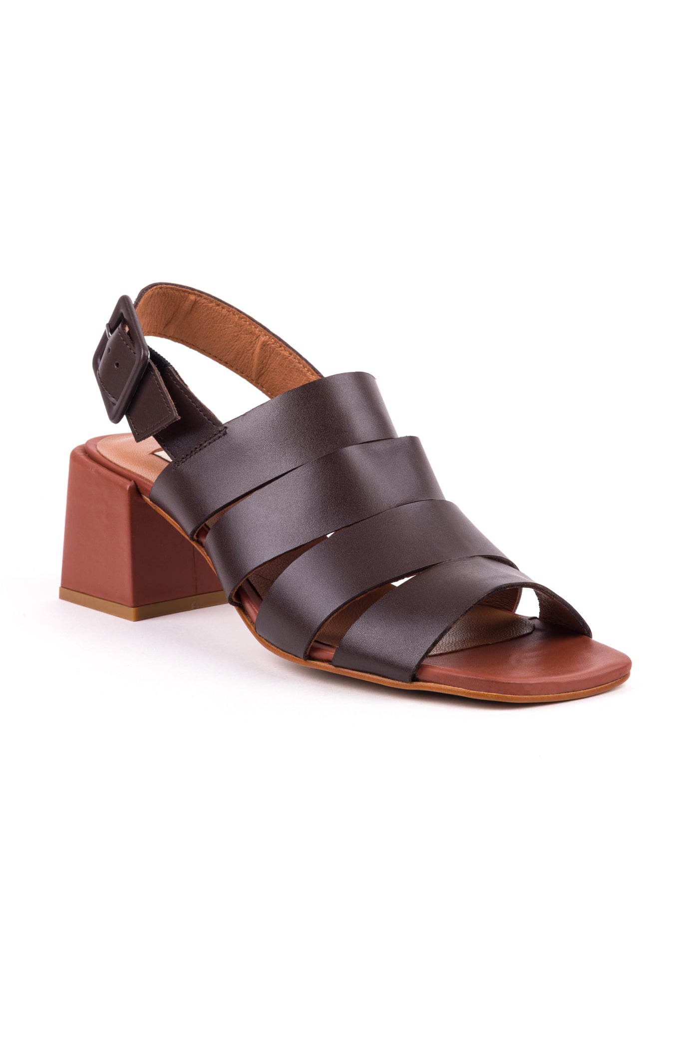 Sandália de salto alto em pele