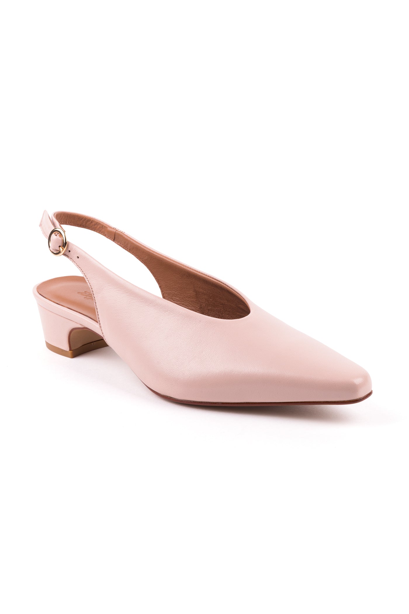 Slingbacks com decote em V em pele