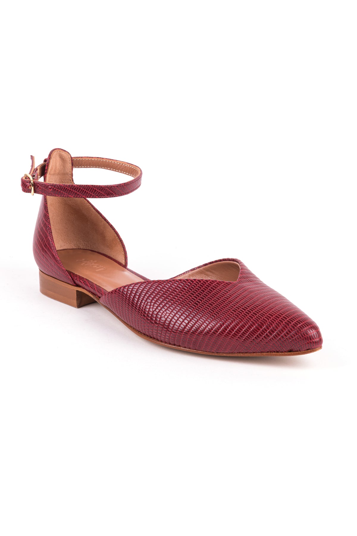 Sapatos Zilian em pele bordeaux, biqueira pontiaguda