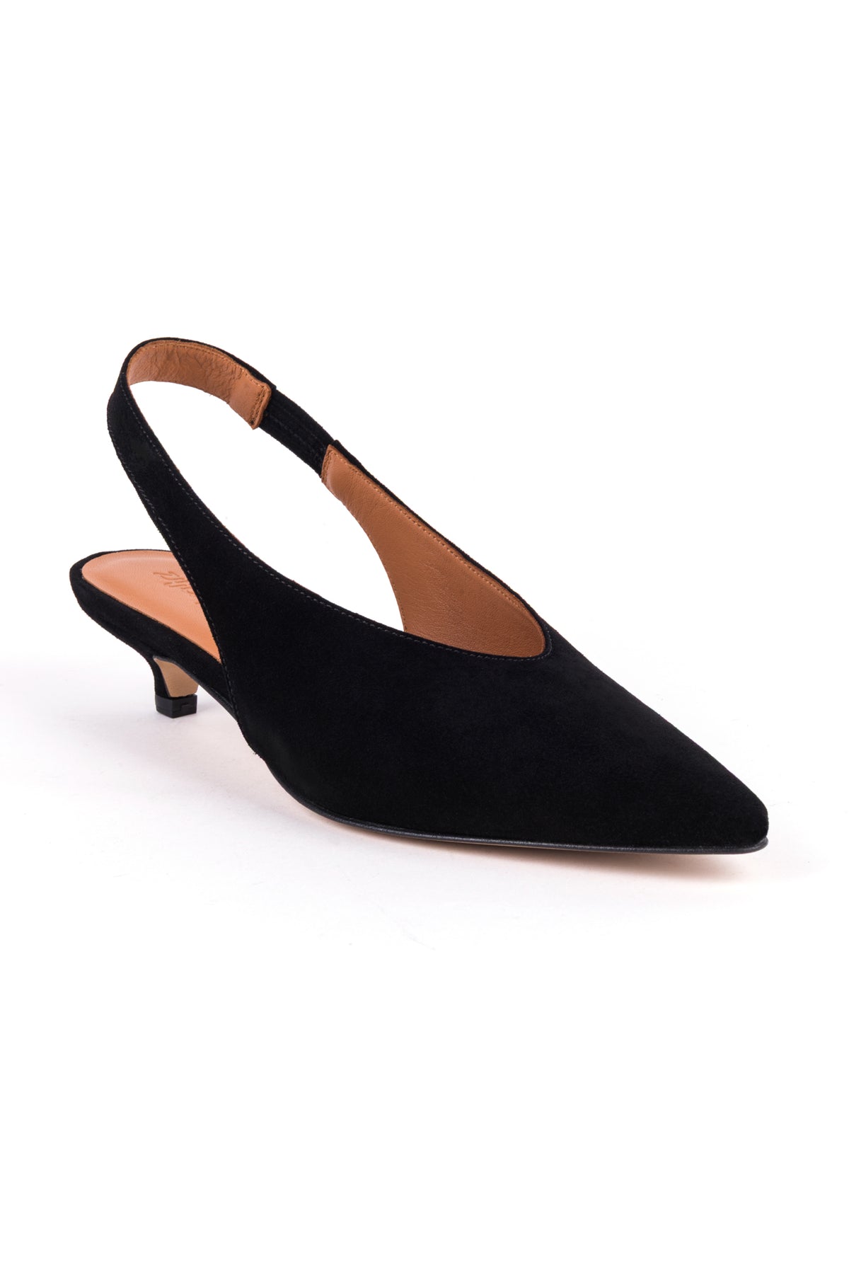 Slingbacks de salto baixo em camurça