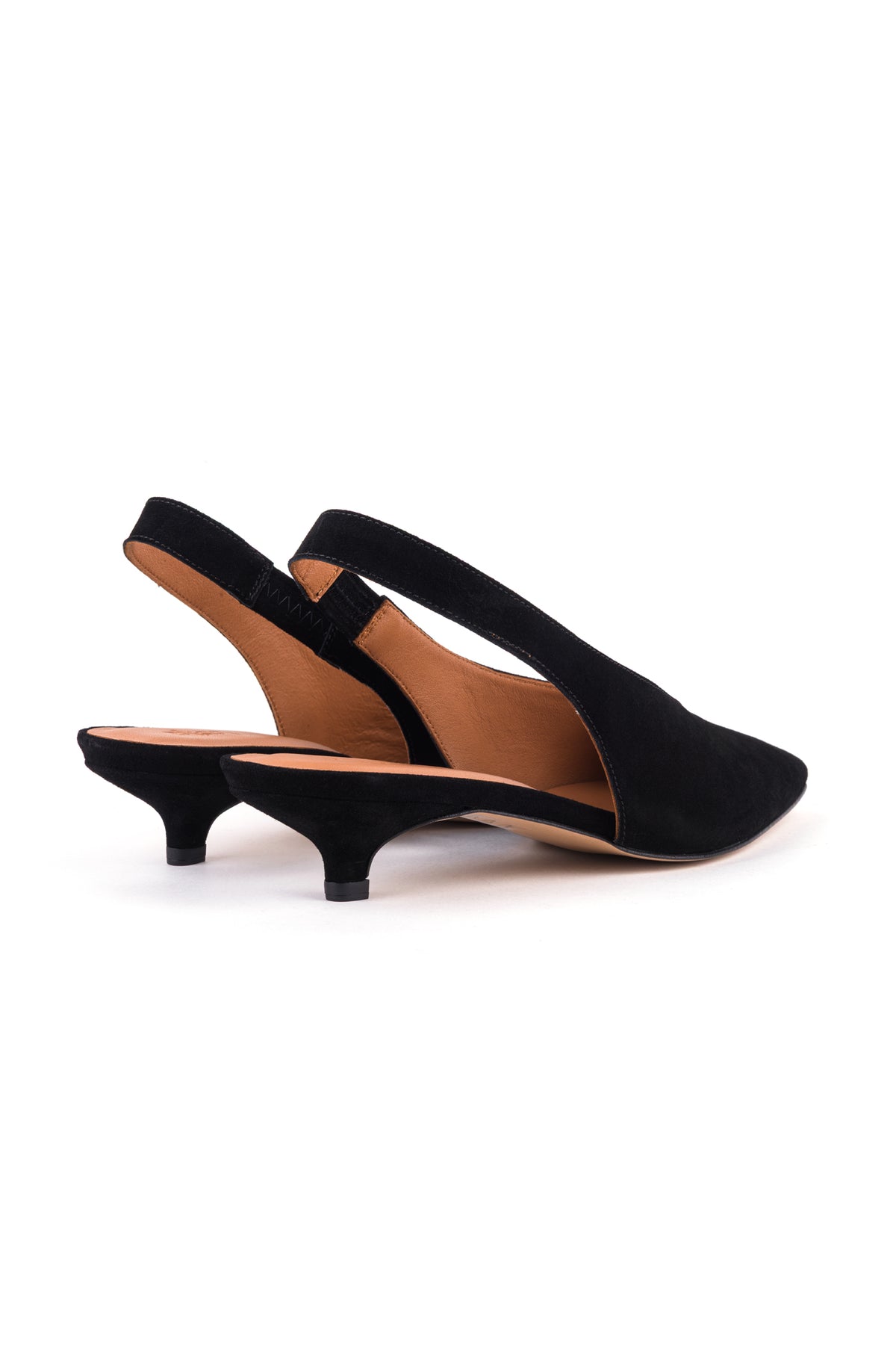 Slingbacks de salto baixo em camurça