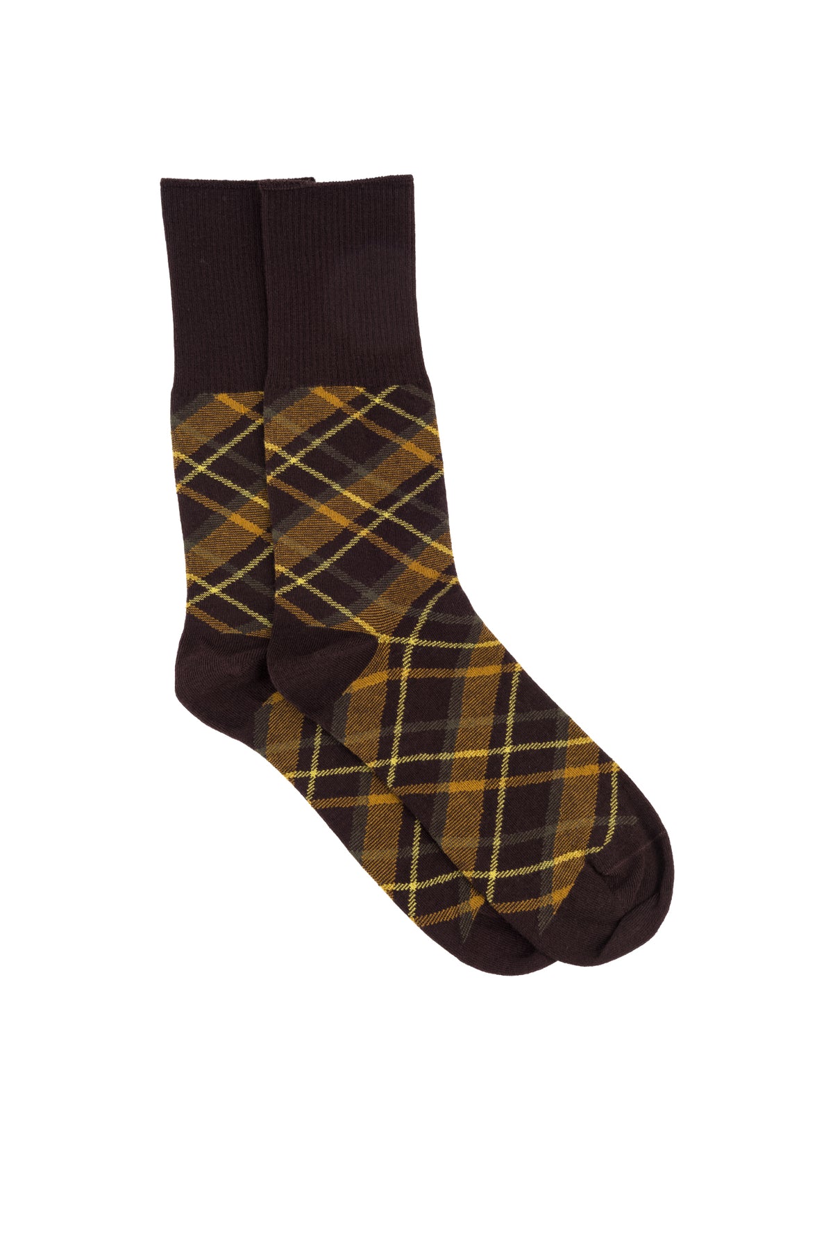 Meias com padrão tartan em algodão orgânico