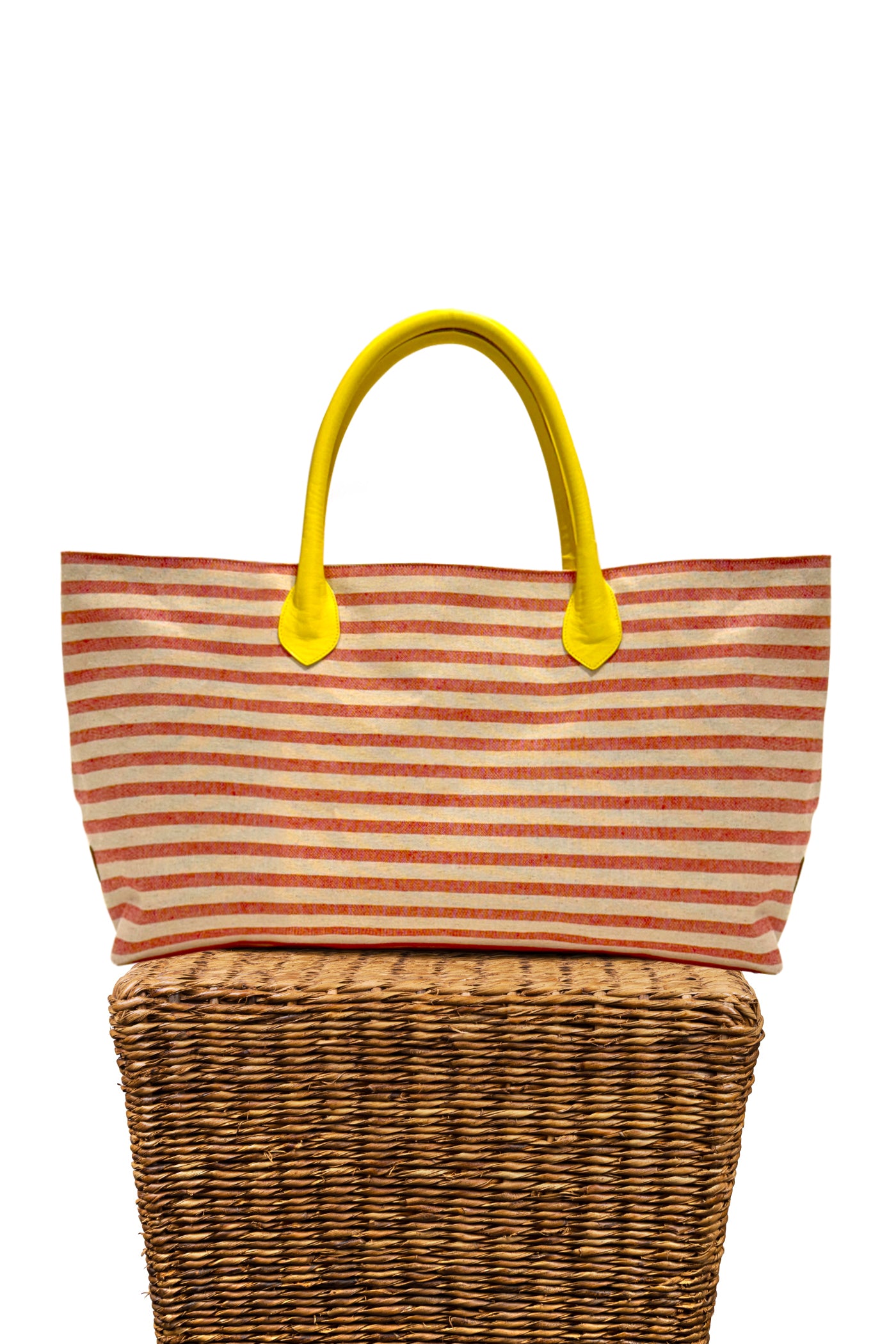 Tote Bag em Lona às Riscas
