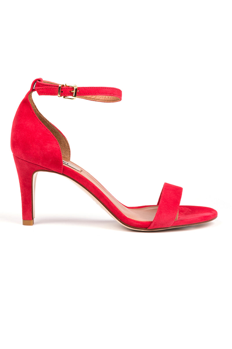 Sandálias de salto alto em camurça vermelha