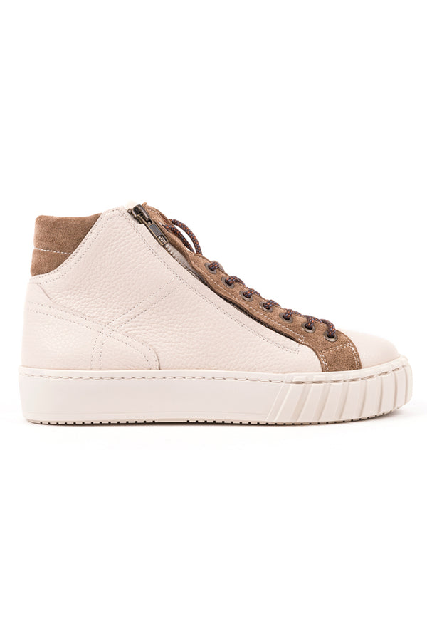 High Top Sneakers in beige leather