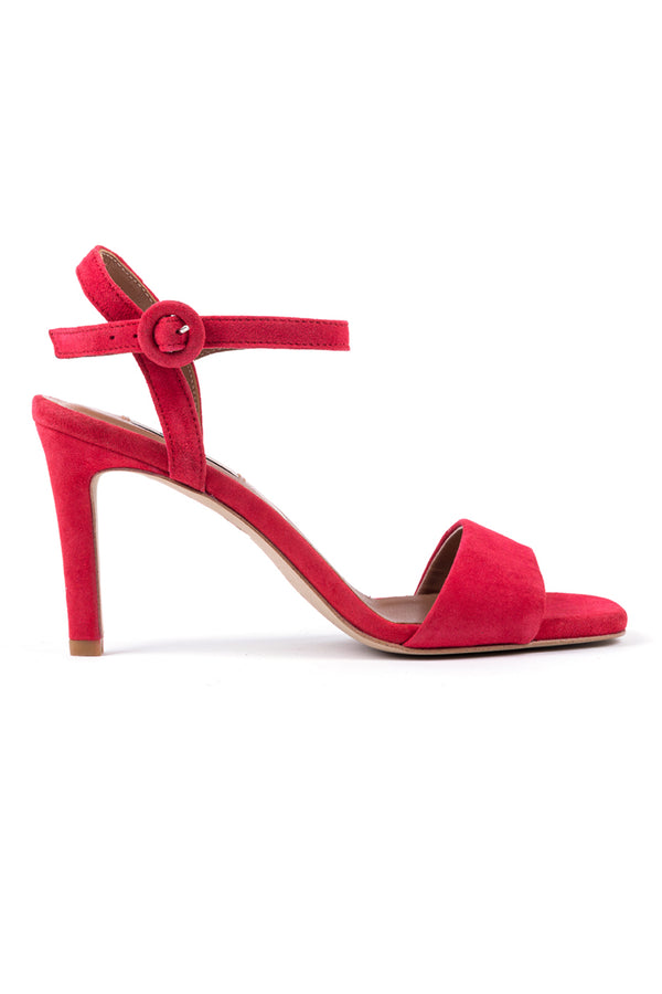 ​High heeled sandals in red suede