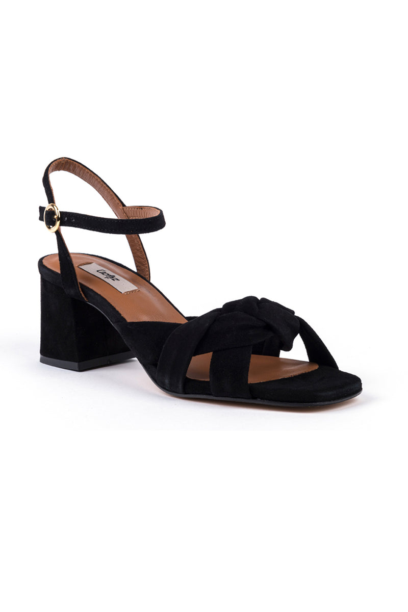 ​High heeled sandals in black suede