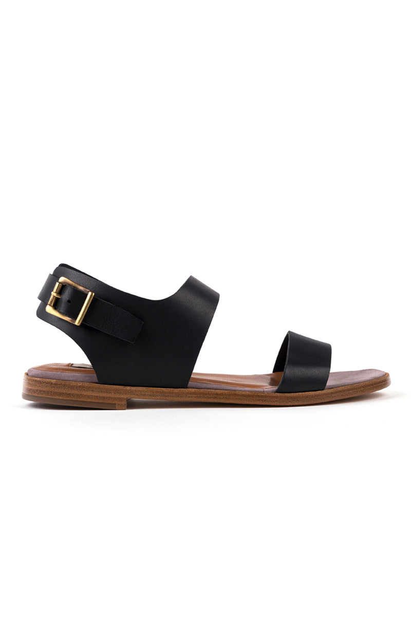 ​Flat sandals in black leather