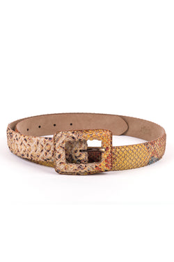 ​Multicolour belt in leather with snake effect.