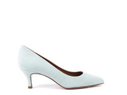 Aqua green medium heeled suede shoes