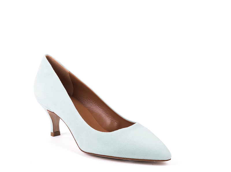 Aqua green medium heeled suede shoes