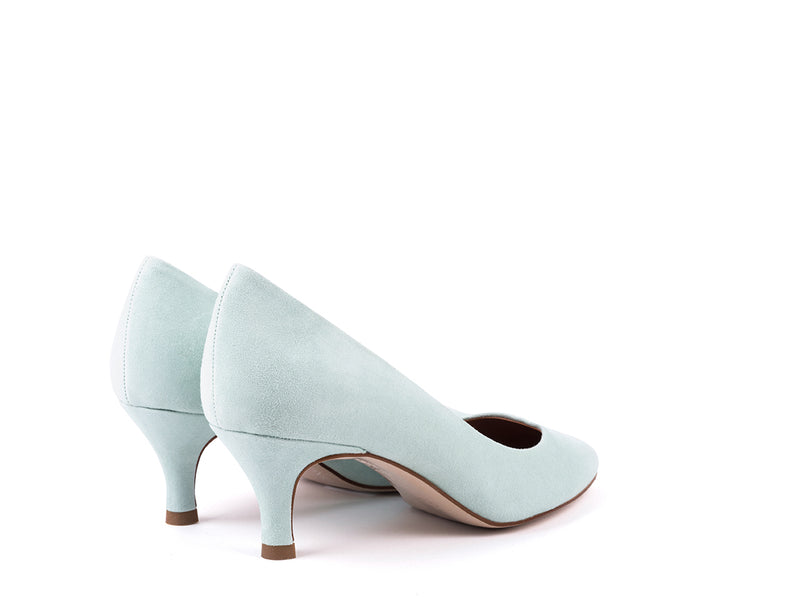 Aqua green medium heeled suede shoes