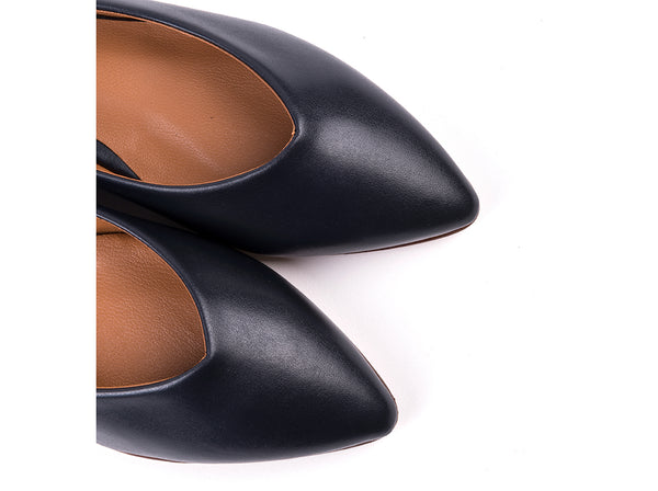 Navy blue leather Essential ballerinas